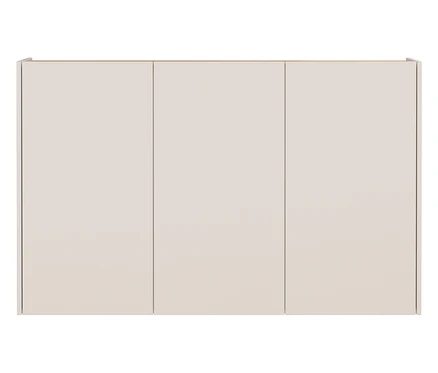 Drei geschlossene, beige Schranktüren