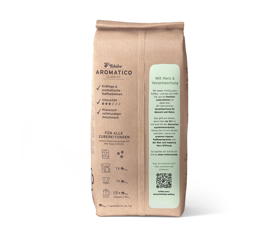 Eine Packung Aromatico Classico - 1 kg Ganze Bohne Kaffee ist sichtbar.