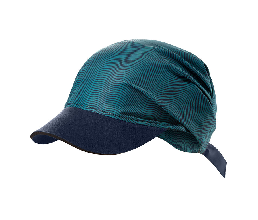 Ein blaugrüner 2-in-1-Visor mit einem dunkelblauen Schirm.