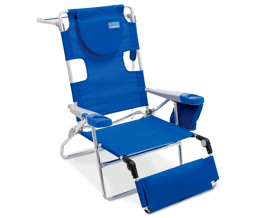 Blauer Rio-Brands-2-in-1-Strandliegestuhl.
