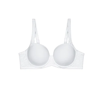 Weißer Triumph Amourette WP BH mit glatten, gepolsterten Cups und Spitzenbesatz an den Seiten und Trägern.