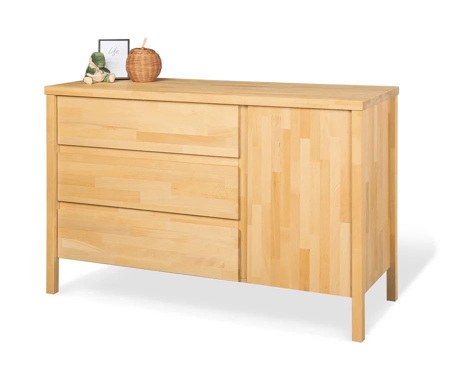 Pinolino Kommode »Enno« aus Massivholz mit drei Schubladen und Schrank.