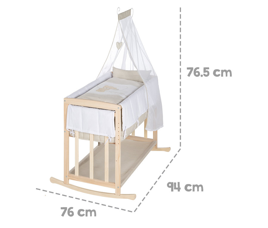 roba 4-in-1-Stuben-Beistellbett »Liebhabär« mit Himmel und Abmessungen.