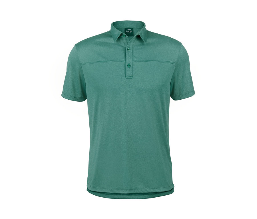 Grünes Funktions-Poloshirt mit kurzen Ärmeln.