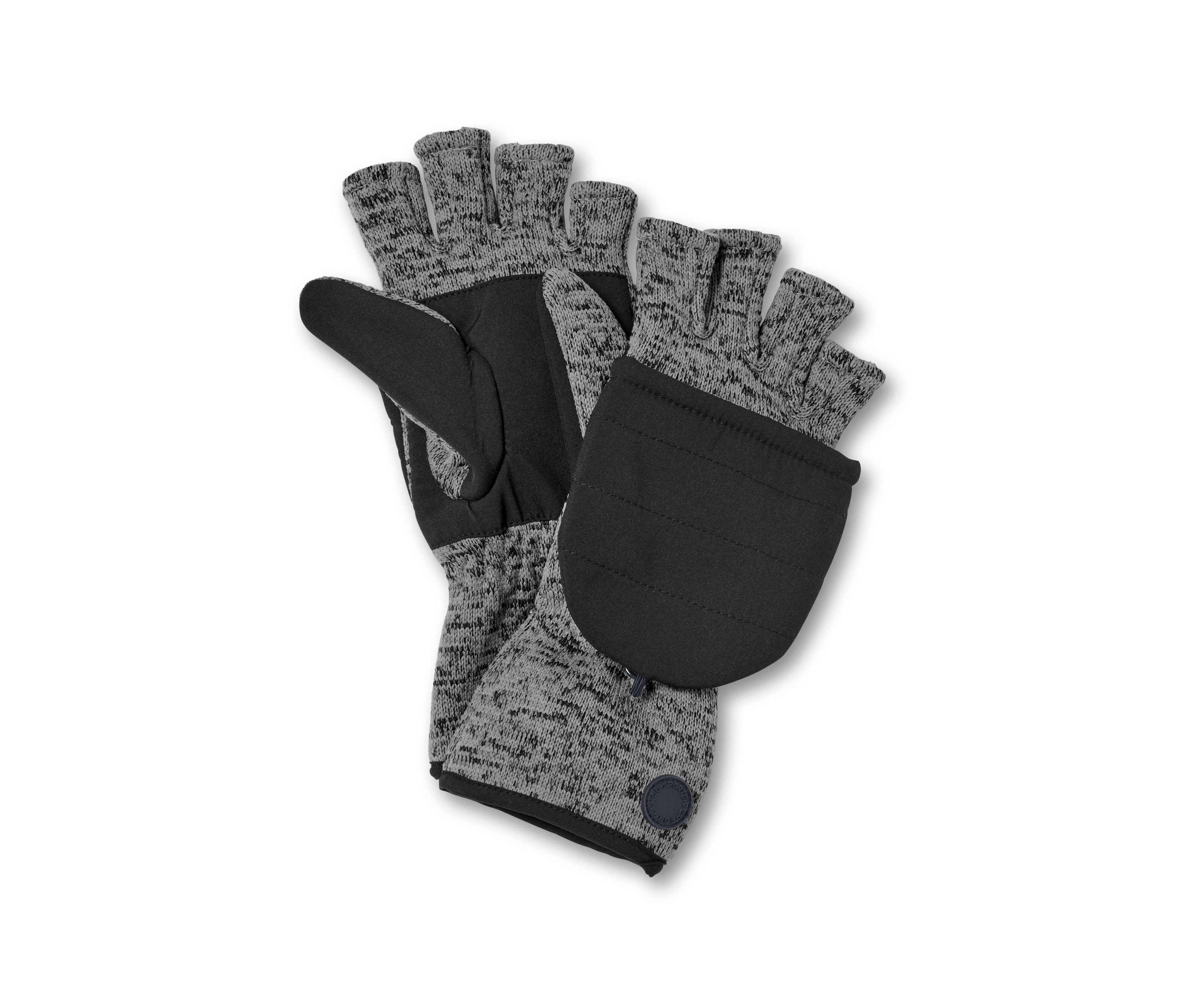 Schwarz günstig Kaufen-Tchibo - Strickfleece-Klappfäustlinge - Herren - Gr. 6,5 - schwarz. Tchibo - Strickfleece-Klappfäustlinge - Herren - Gr. 6,5 - schwarz <![CDATA[Strickfleece-Klappfäustlinge Farbe: Grau meliert mit schwarzem Besatz Material: Außenmaterial 1x 100%