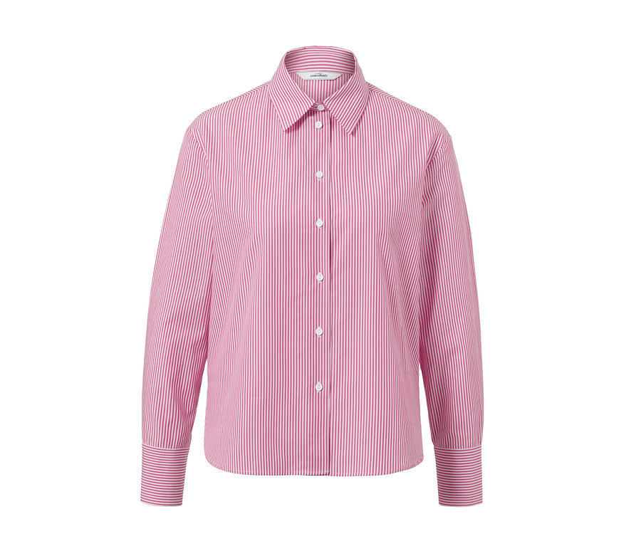 Gestreifte Hemdbluse mit langen Ärmeln.