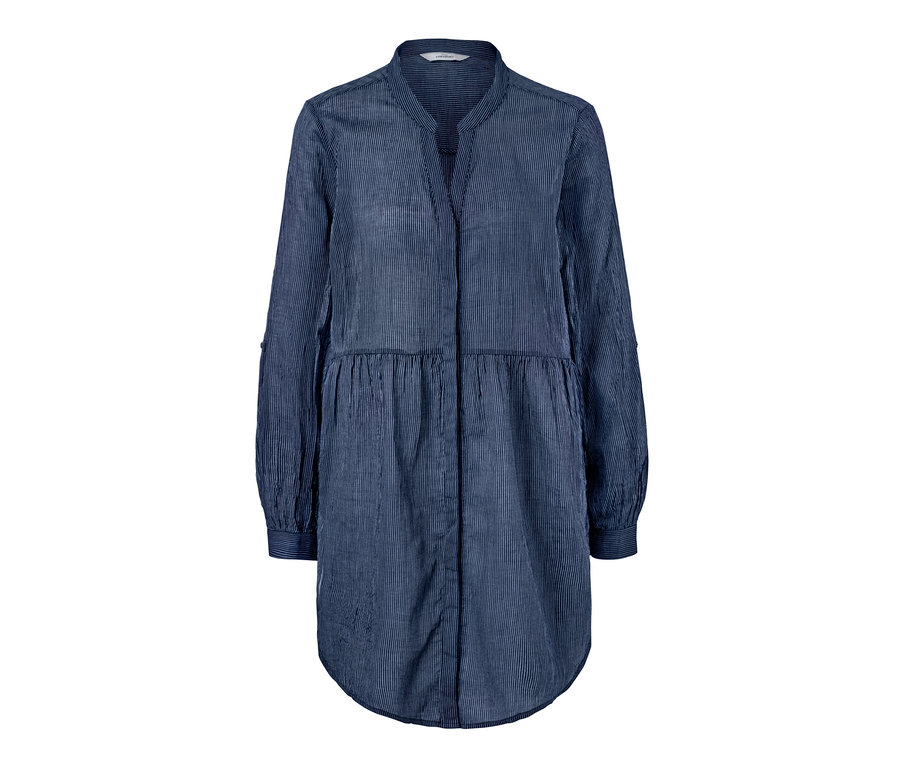 Gestreifte Longbluse mit langen Ärmeln.