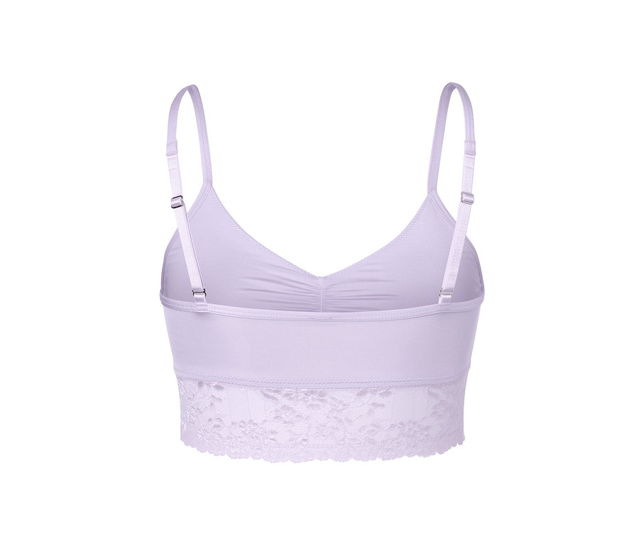 Rückansicht eines hellvioletten Bustiers.