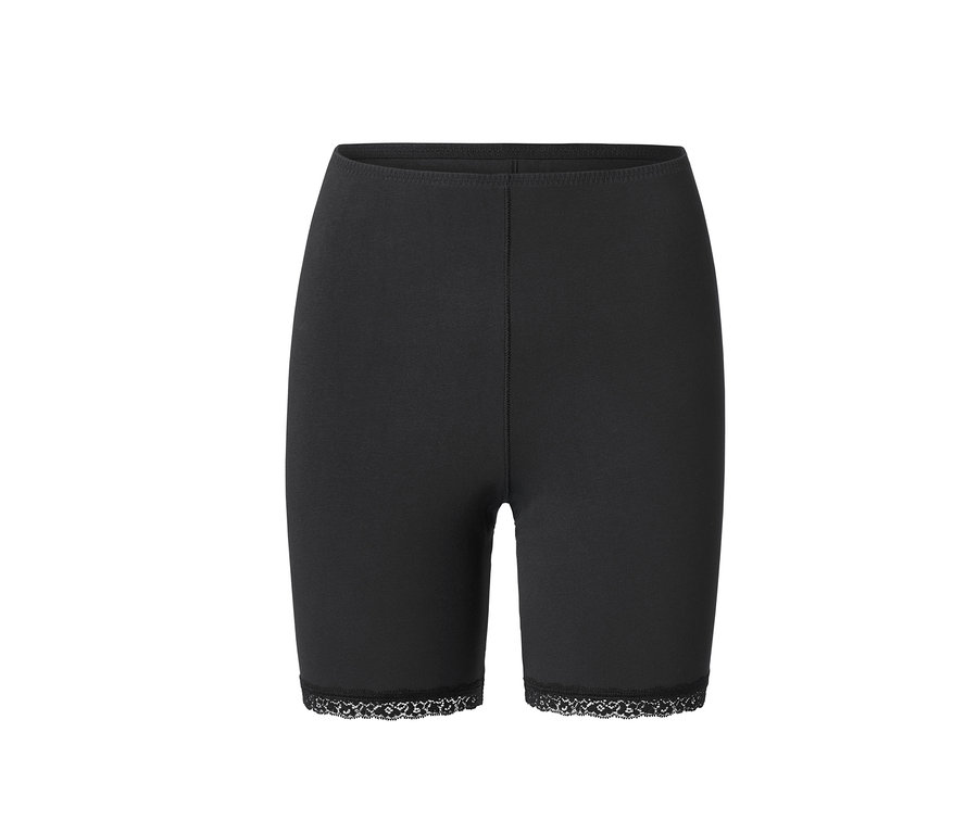 Schwarze 2 Radler-Shorts mit Spitze.