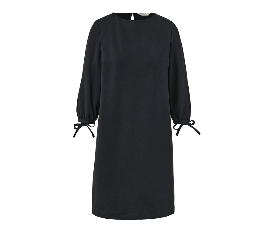 Schwarzes Jerseykleid mit Schleifendetail.
