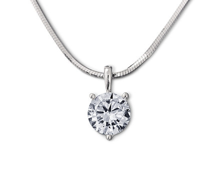Silberfarbene Kette mit Zirkonia-Solitäranhänger.