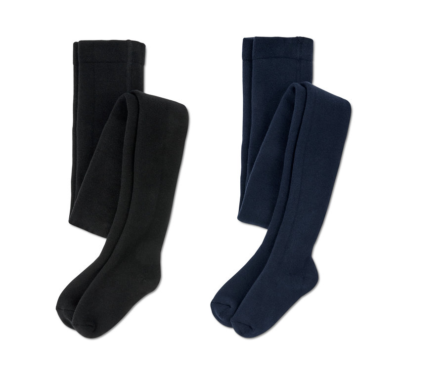 Zwei Thermostrumpfhosen: eine schwarze und eine dunkelblaue.