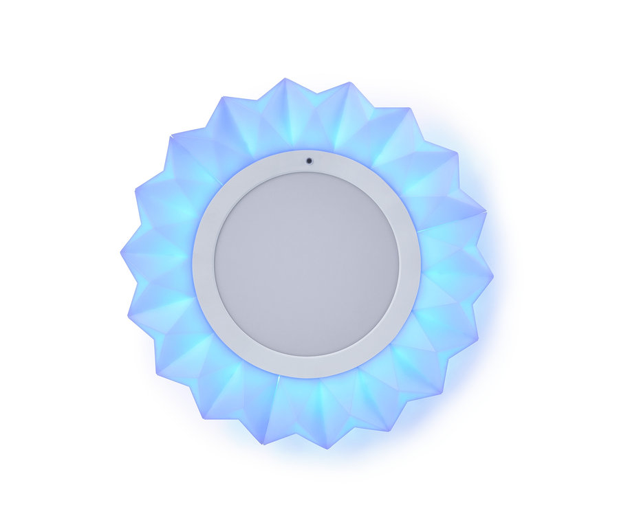 Eine LED-Wand- und Deckenleuchte auf weißem Hintergrund.