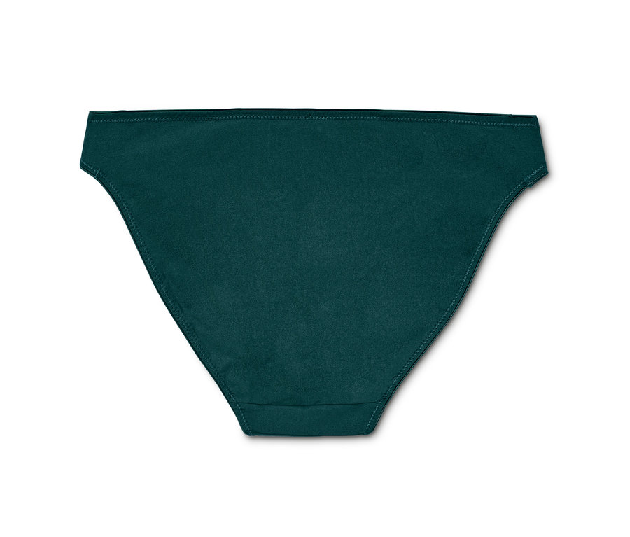 Nahaufnahme eines einzelnen, dunkelgrünen Microfaser-Slips für Damen.