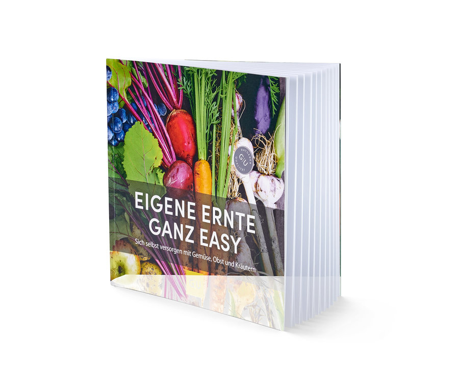 Buch »Eigene Ernte ganz easy« mit einem Bild von Gemüse und Obst auf dem Cover.