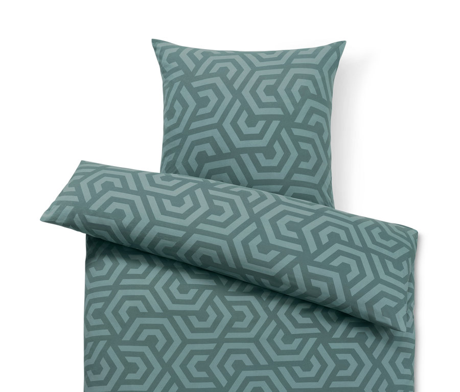 Winterjersey-Bettwäsche mit geometrischem Muster.