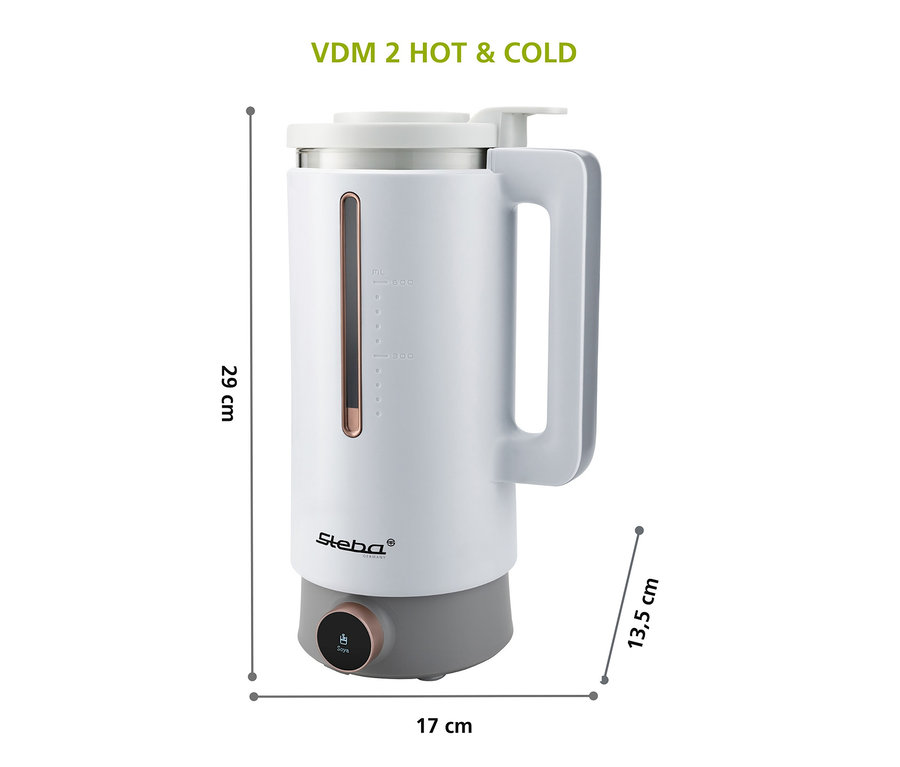Weißer Steba Vegan-Drink-Maker »VDM 2 HOT & COLD« mit grauem Sockel.