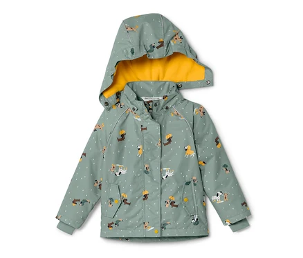 Kinder Thermo-Regenjacke mit Hundemuster.