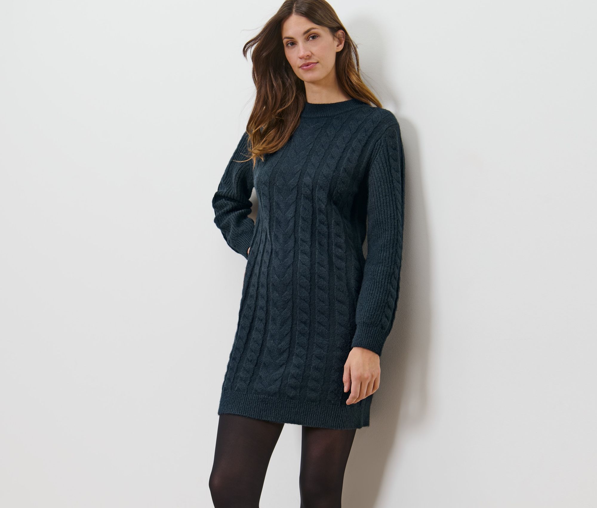Thumbnail - Tchibo - Strickkleid mit Zopfmuster - Damen - Gr. S - dunkelblau