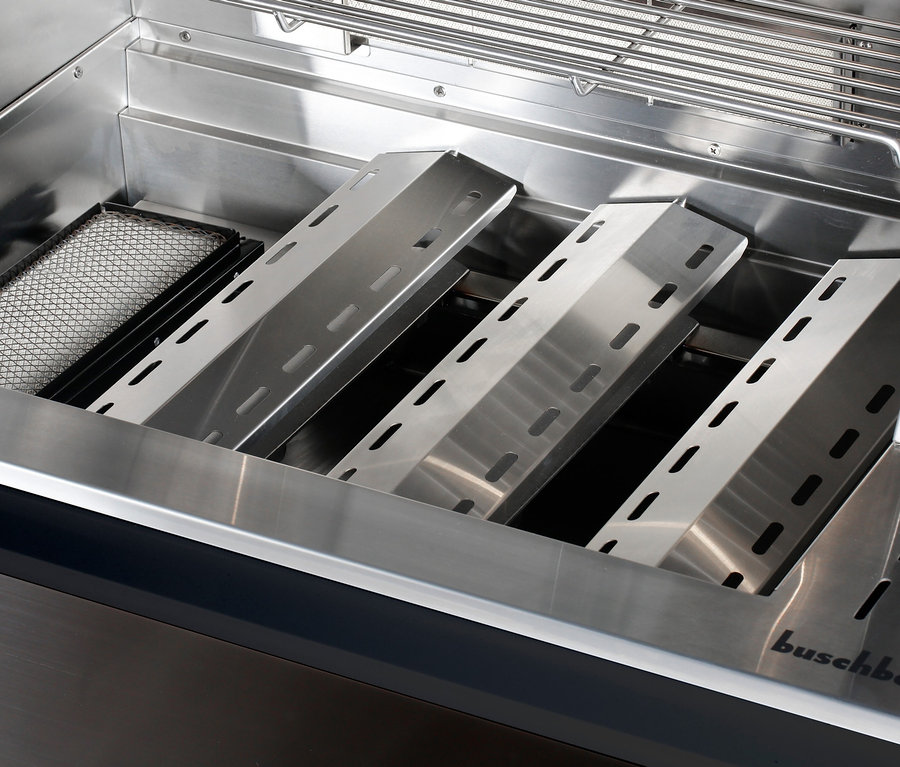 Innenansicht der Buschbeck Premium Outdoor-Küche mit Grillfunktion.