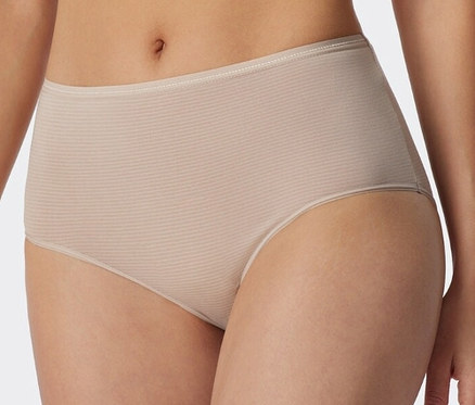 Detailaufnahme von Damen Midislips von SCHIESSER mit Modal, sandfarben, Streifen.