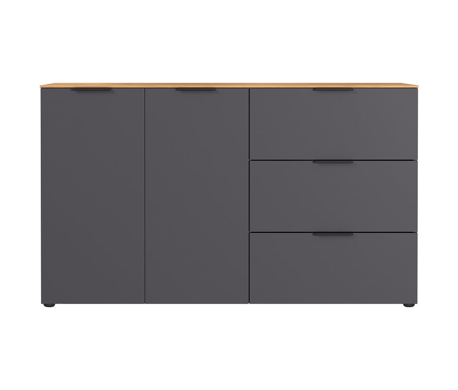 Detailansicht des kleinen, graphitfarbenen Sideboards »CALIFORNIA«.