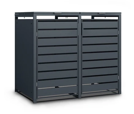 Mülltonnenbox, Stahl, 2er
