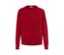 Roter Zopfstrickpullover.
