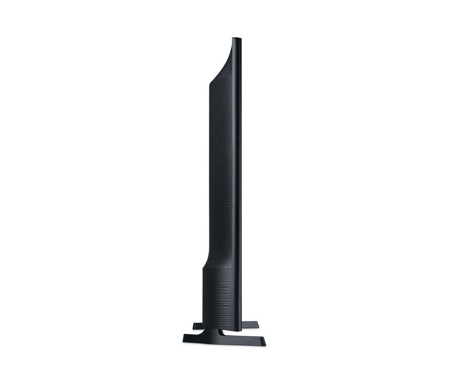 Seitenansicht eines schwarzen Fernsehers. Samsung GU32T5379CDXZG 32" Full-HD-TV ist zu sehen.