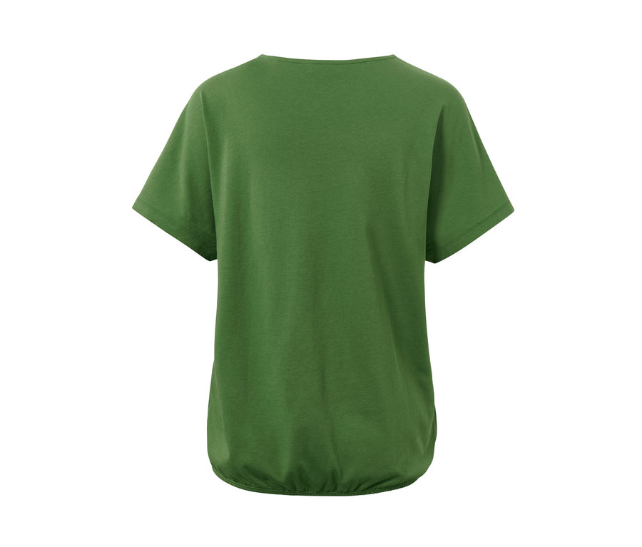 Rückansicht eines grünen Blusenshirts.