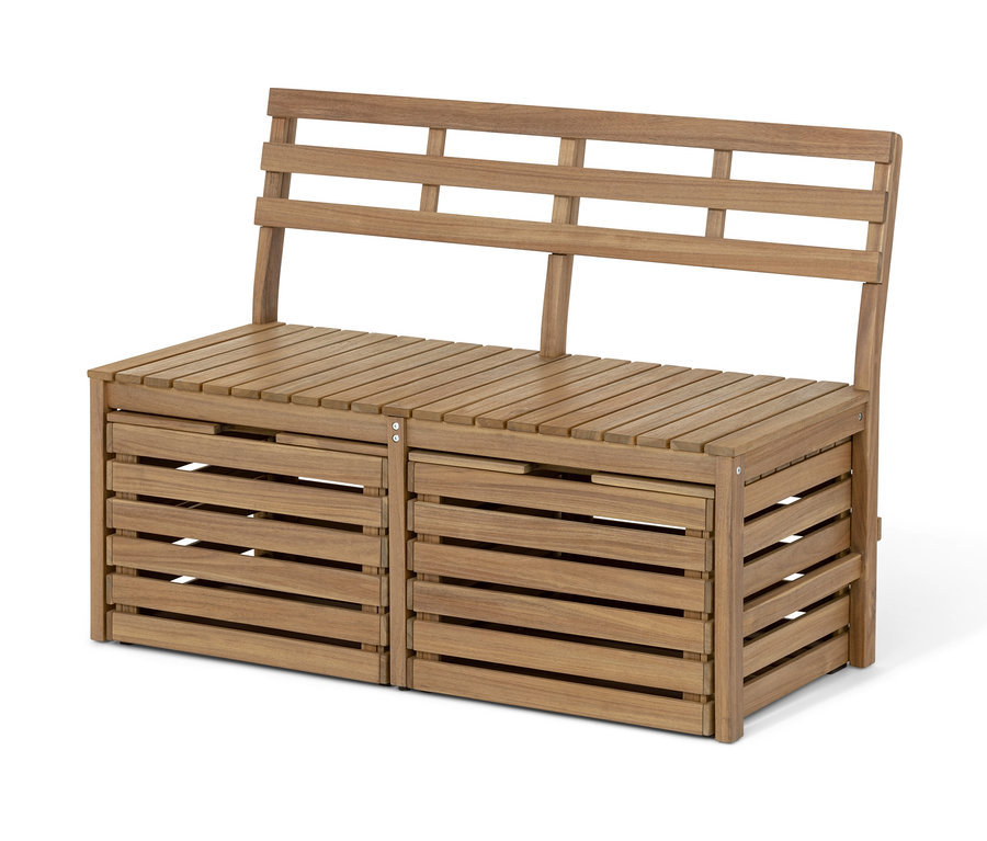 Gartenbank »Lenja« mit Sitz-und-Stauraumkisten.