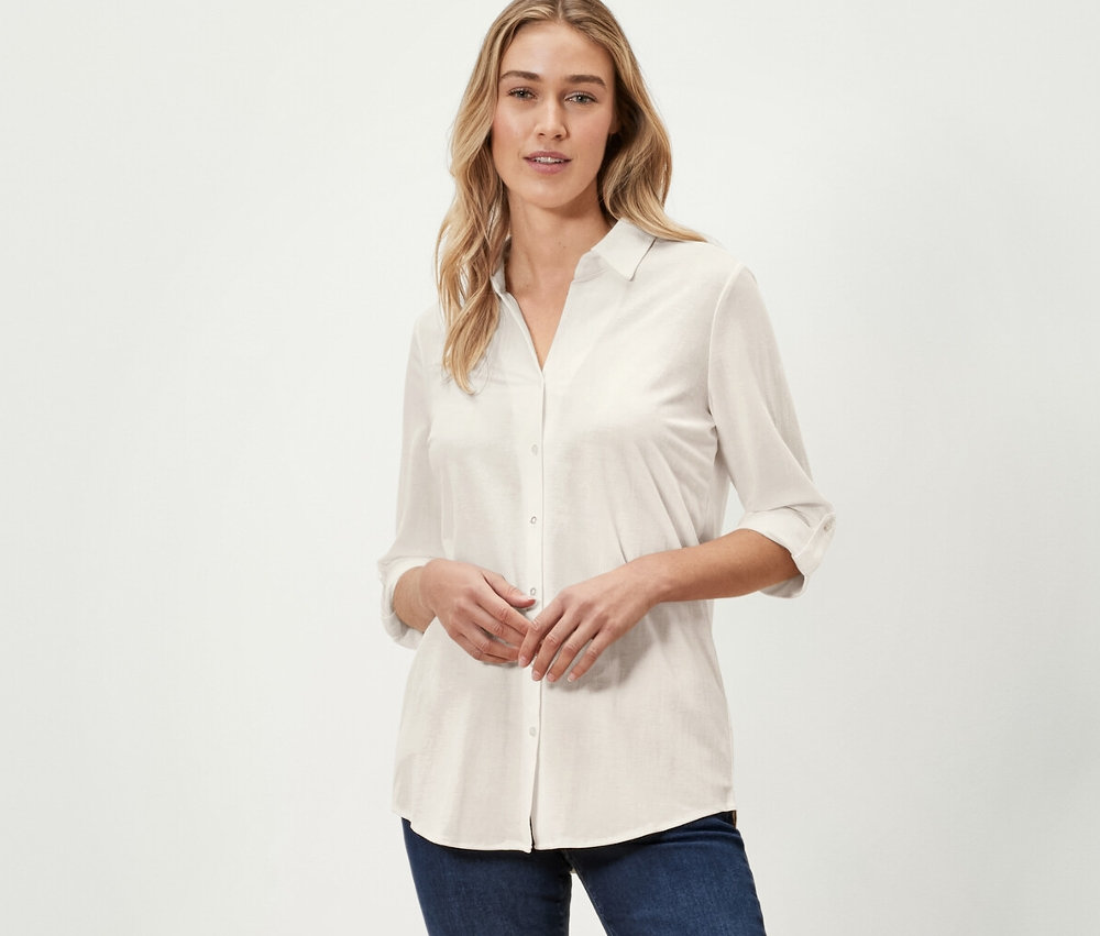 Thumbnail - Tchibo - Piqué-Jerseybluse - Damen - Gr. 48 - creme