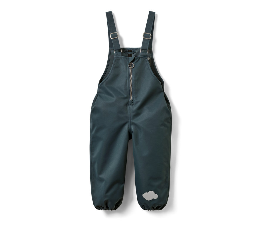 Kleinkind-Regenhose mit Latz und Reißverschluss.