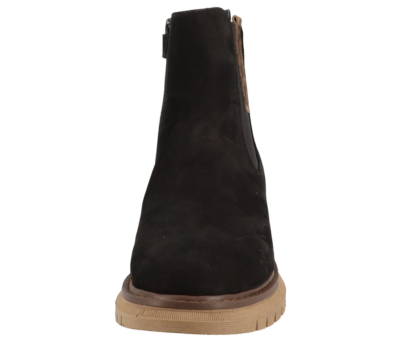 Schwarzer LURCHI »Elena-TEX« Schuh mit brauner Sohle.