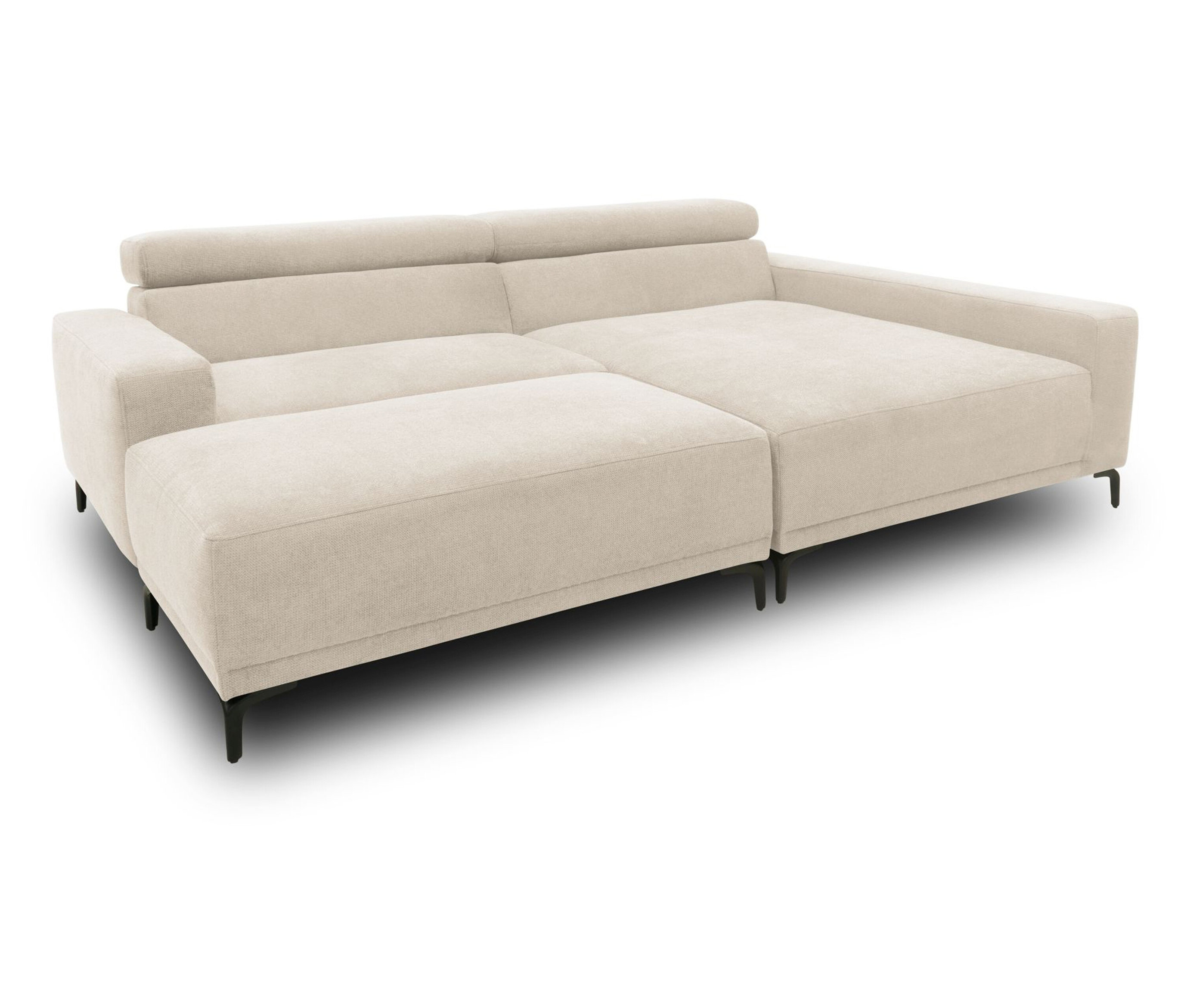 DOMO Eck-Schlafsofa mit Hocker, creme rechtsbündig.