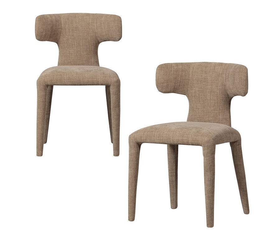Zwei sandfarbene BePureHome Stühle »Permit« im 2er-Set vor weißem Hintergrund.