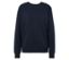 Marineblauer Pullover mit langen Ärmeln auf weißem Hintergrund.
