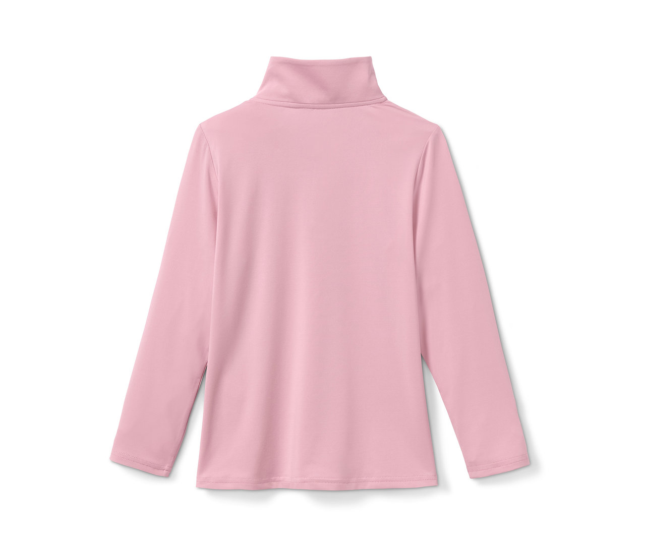 Rosa Langarm-Reitfunktionsshirt aus recyceltem Material von hinten.