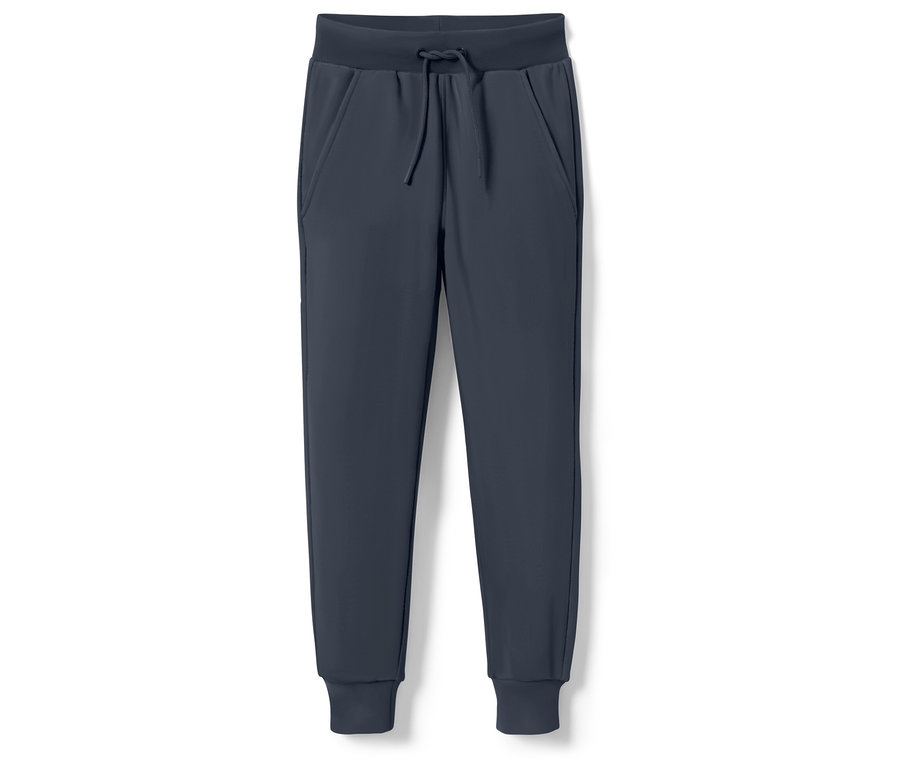 Marineblaue Trainingshose mit Kordelzug in der Taille.