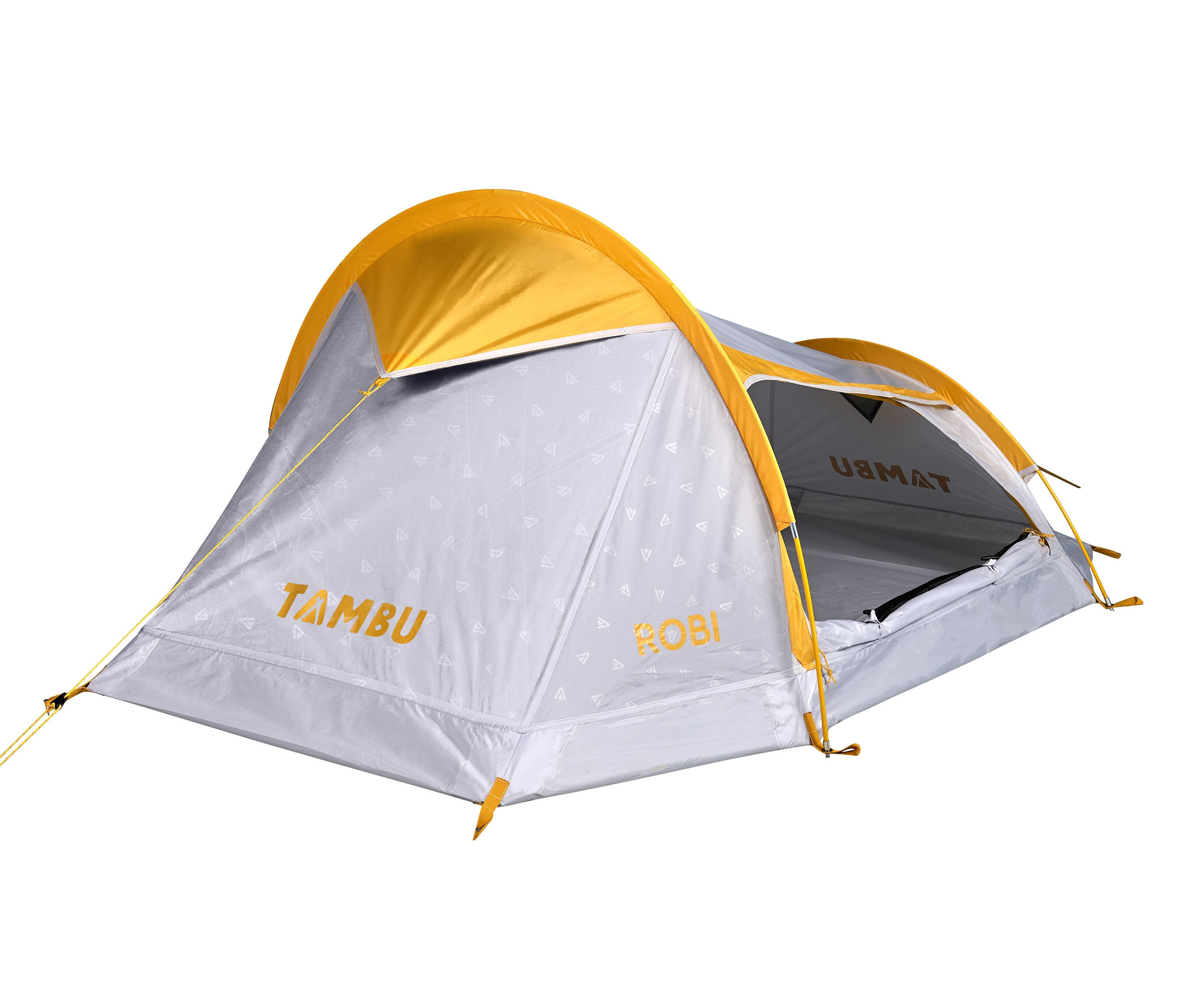 Gelb-graues Tambu 2-Personen-Leichtgewichtszelt ROBI.