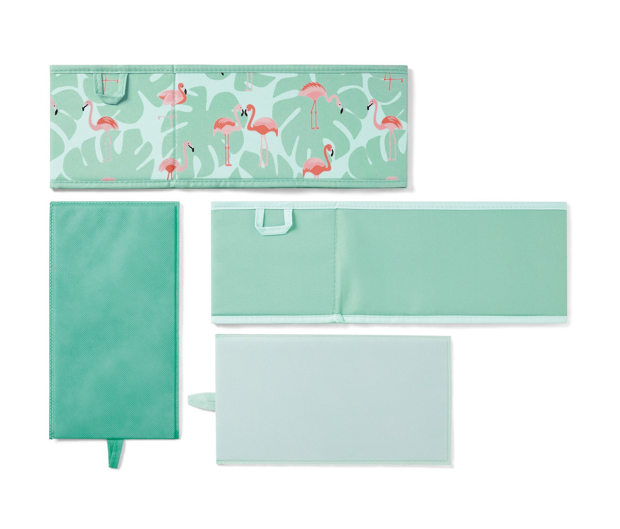 Zwei Schubladen-Ordnungsboxen in verschiedenen Designs liegen ausgebreitet.