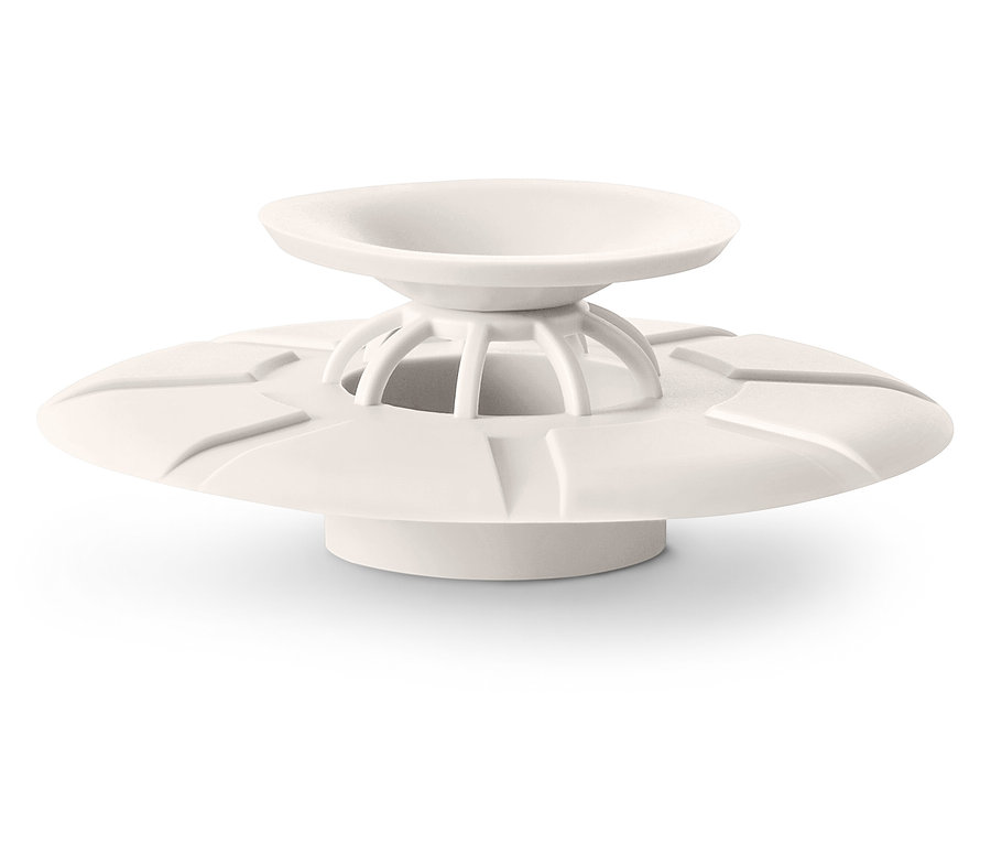 Weißer Spülbecken-Siebfilter.