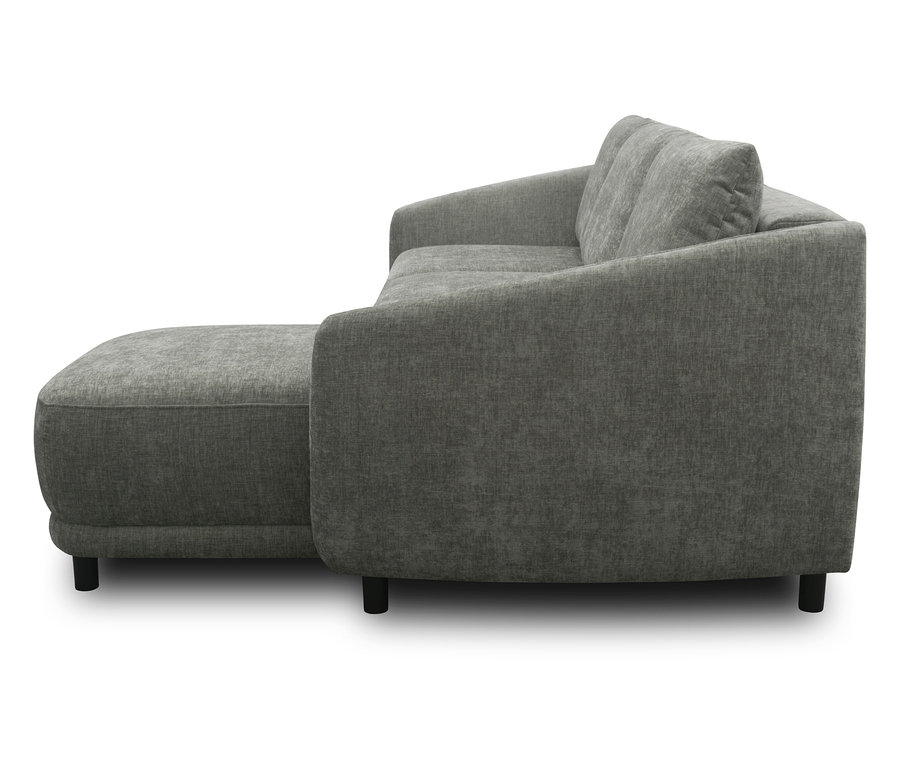Graues DOMO Ecksofa Longchair, rechtsbündig.