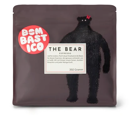 Eine Packung Bombastico - The Bear Espresso - 350 g Ganze Bohne.