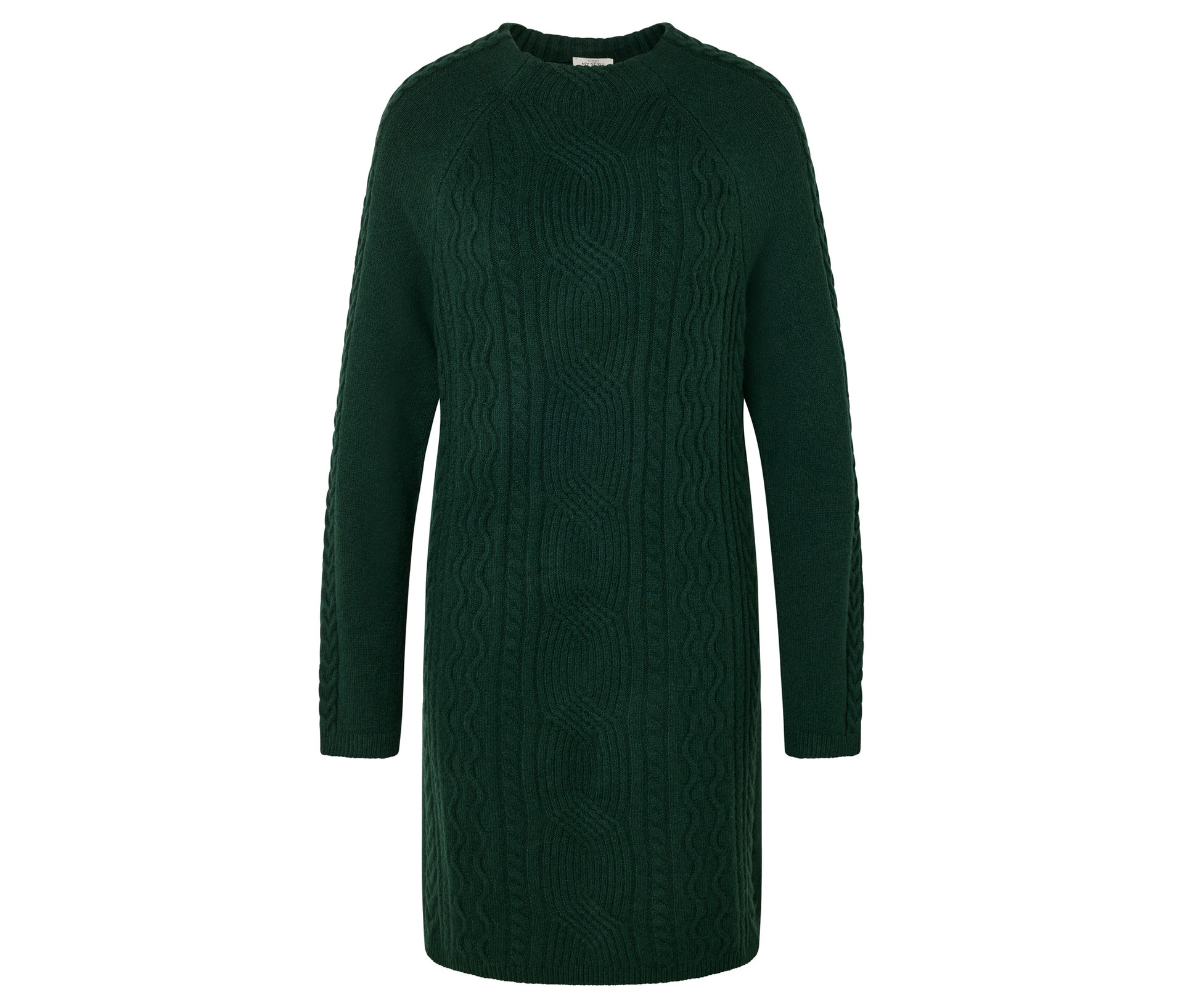 Strickkleid mit Zopfmuster - Damen - Gr. XL - dunkelgrün - dunkelgrün