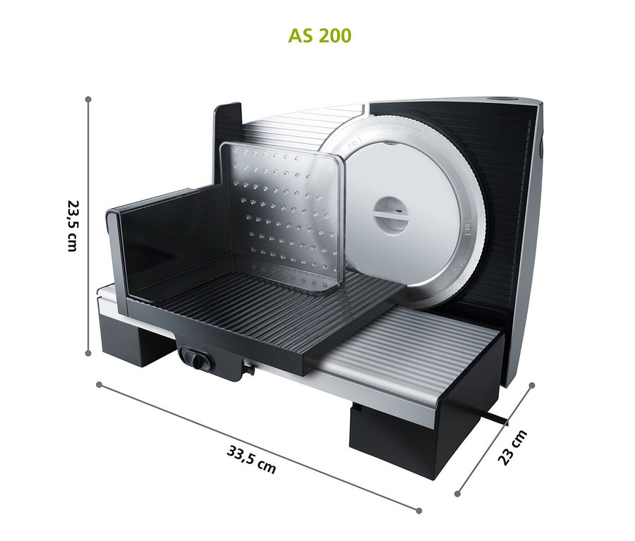 Detailansicht des Steba Allesschneiders »AS 200«.