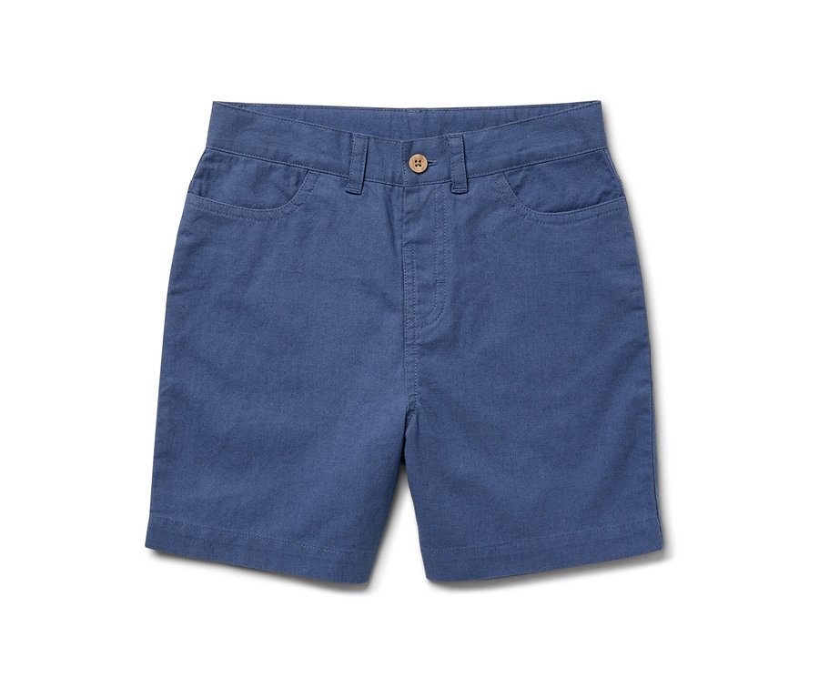 Blaue Kinder-Shorts mit Knopf.