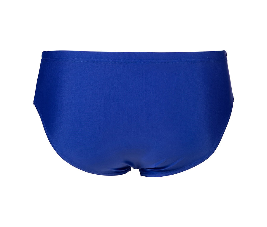 Blaue Arena Badehose Slip Zip von hinten.