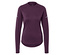 Violettes, langärmliges Funktionsshirt auf weißem Hintergrund.