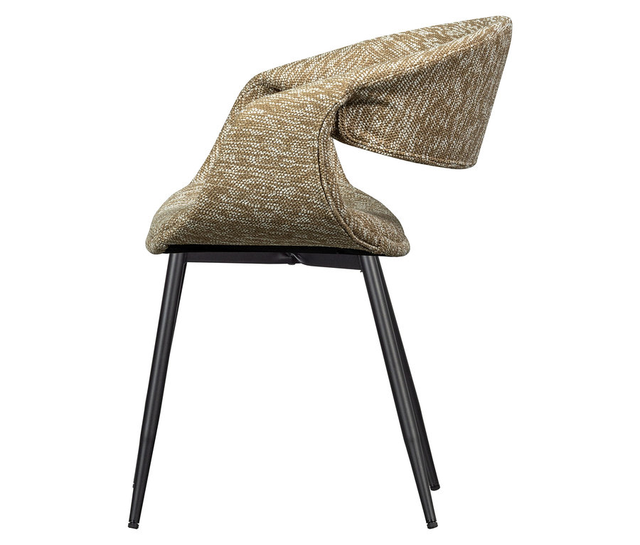 Ansicht eines einzelnen WOOOD »Yossi« Esszimmerstuhls mit Metallfuß, aus einem 2er-Set, in schwarz-sand